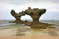 Seascape of heart rock in kouri jima