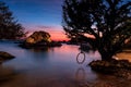 Seascape island by sea at dusk, Ko Man Klang, Rayong, Thailand Royalty Free Stock Photo