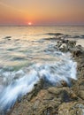 Seascape of Khao Lak Beach at sunset, Thailand.