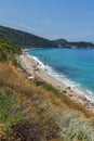 Seascape of Kokkinos Vrachos Beach with blue waters, Lefkada, Ionian Islands, Greece Royalty Free Stock Photo