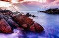 Seascape landscape nature in twilight long exposure Royalty Free Stock Photo