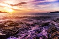 Seascape landscape nature in twilight long exposure Royalty Free Stock Photo