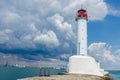 Seascape with lighthouse on the Black Sea in Odesa during the summer season