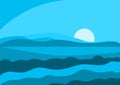 Seascape line illustration for backgrounds