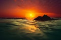 Seascape magic Sunset radiates warm colors across the sea surface