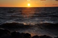 Seascape with a magnificent sunset over the sea. - Image Royalty Free Stock Photo