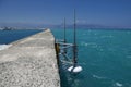 Seascape with marine research equipment in Greece Royalty Free Stock Photo