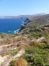 Seascape in the mediterranean maquis to Amorgos in Greece.