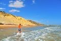 25.08.2018. Seascape with Mollarella sand beach spiaggia di mollarella near coastal city of Licata , SICILY Italy