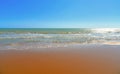 Seascape with Mollarella sand beach spiaggia di mollarella near coastal city of Licata , SICILY Italy