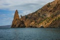 Seascape near Koktebel with mountain Karadag in Crimea