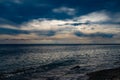 Seascape with an overcast evening sky