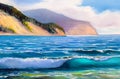 Seascape painting .Sea wave.