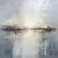 Calm Waters: Grey And Golden Abstract Seascape Painting