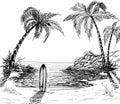 Seascape pencil drawing Royalty Free Stock Photo