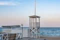 Seascape with retro lifeguard tower Royalty Free Stock Photo