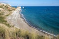 Seascape of the Rock of Aphrodite coast, at Paphos in Cyprus