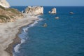 Seascape of the Rock of Aphrodite coast, at Paphos in Cyprus