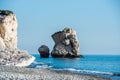 Seascape of the Rock of Aphrodite coast, at Paphos in Cyprus