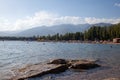 Seascape with rocks and large stones. Sea shore Royalty Free Stock Photo