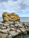 Seascape with rocks and nice sky in the summer season Royalty Free Stock Photo