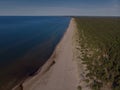 Seascape sands and river on coastline to sea