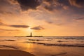 Seascape Scenery View With Lighthouse During Dramatic Cloudy at Sunset, Nature Landscape Tropical Seashore Scenic and Beautiful Royalty Free Stock Photo