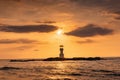 Seascape Scenery View With Lighthouse During Dramatic Cloudy at Sunset, Nature Landscape Tropical Seashore Scenic and Beautiful Royalty Free Stock Photo