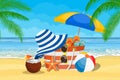 Seascape, sea, beach, beach bag, Royalty Free Stock Photo