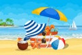 Seascape, sea, beach, beach bag, Royalty Free Stock Photo