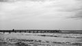 Seascape with the sea and long pier