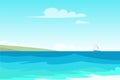 Seascape, seashore flat vector color illustration