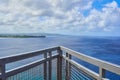 Ocean and land seen from the edge of the Lover`s Point at Guam, USA Royalty Free Stock Photo