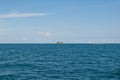 Seascape. A small island with a lighthouse and yachts in the Adriatic Sea near Rovinj. Croatia. Istria Royalty Free Stock Photo