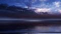 Seascape at starry night sky and full moon  dramatic cloudy  sky  at sea on  blue water moonlight reflection  seascape blue foggy Royalty Free Stock Photo