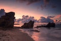 Seascape with stone arch at twilight, Rayong Royalty Free Stock Photo