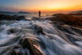 Seascape during sunrise. Beautiful natural summer seascape