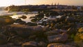 Seascape of sunset at the beach of Givat Olga Hadera Israel