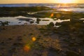 Seascape of sunset at the beach of Givat Olga Hadera Israel Royalty Free Stock Photo