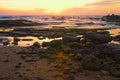 Seascape of sunset at the beach of Givat Olga Hadera Israel Royalty Free Stock Photo