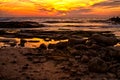 Seascape of sunset at the beach of Givat Olga Hadera Israel Royalty Free Stock Photo