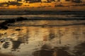 Seascape of sunset at the beach of Givat Olga Hadera Royalty Free Stock Photo