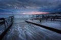 Seascape during sunset. Beautiful natural seascape, blue hour. Sea sunset at the Black Sea coast. Royalty Free Stock Photo