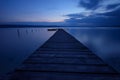 Seascape during sunset. Beautiful natural seascape, blue hour. Sea sunset at a lake coast near Varna, Bulgaria. Royalty Free Stock Photo