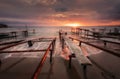 Seascape during sunset. Beautiful natural seascape, blue hour. Sea sunset at the Black Sea coast. Royalty Free Stock Photo