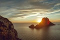 Seascape of sunset on Es Vedra island, Ibiza, Baleares, Spain - Image Royalty Free Stock Photo