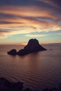 Seascape of sunset on Es Vedra island, Ibiza, Baleares, Spain - Image Royalty Free Stock Photo