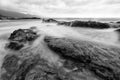 Seascape Sunset Ocean Sea Rocks Nature Landscape Black And White Scenic High Resolution Royalty Free Stock Photo