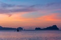 Seascape sunset over the Philippines Islands. Palawan Province, El Nido Royalty Free Stock Photo