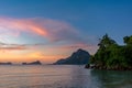 Seascape sunset over the Philippines Islands. Palawan Province, El Nido Royalty Free Stock Photo